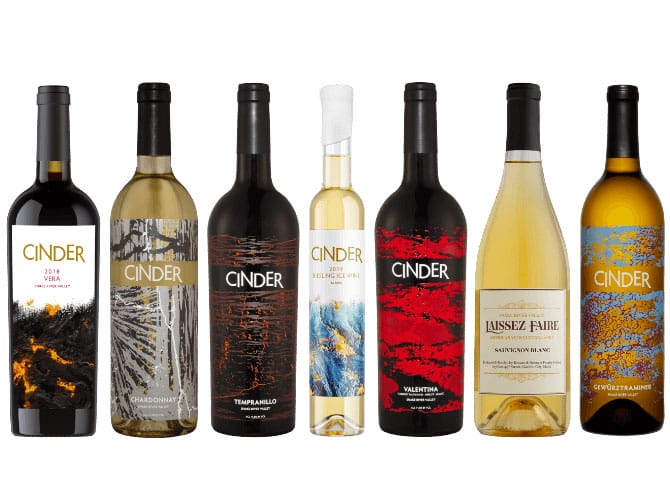 Group of Cinder wine bottles